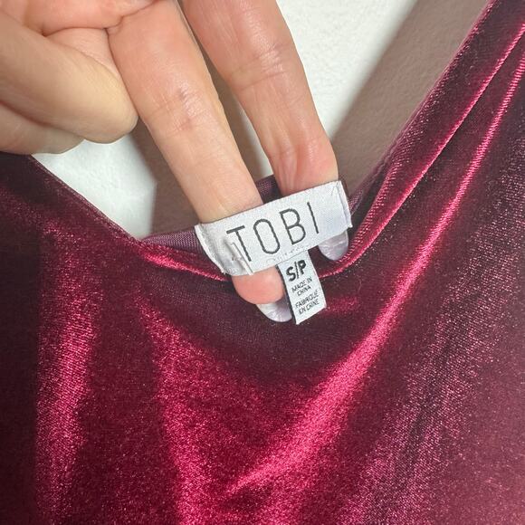 TOBI Dress Women S/P Maroon Red Velvet Holiday Date Night Dark Romantic Y2K Club - Picture 5 of 6